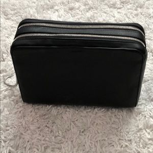 Black leather all saints makeup/travel bag